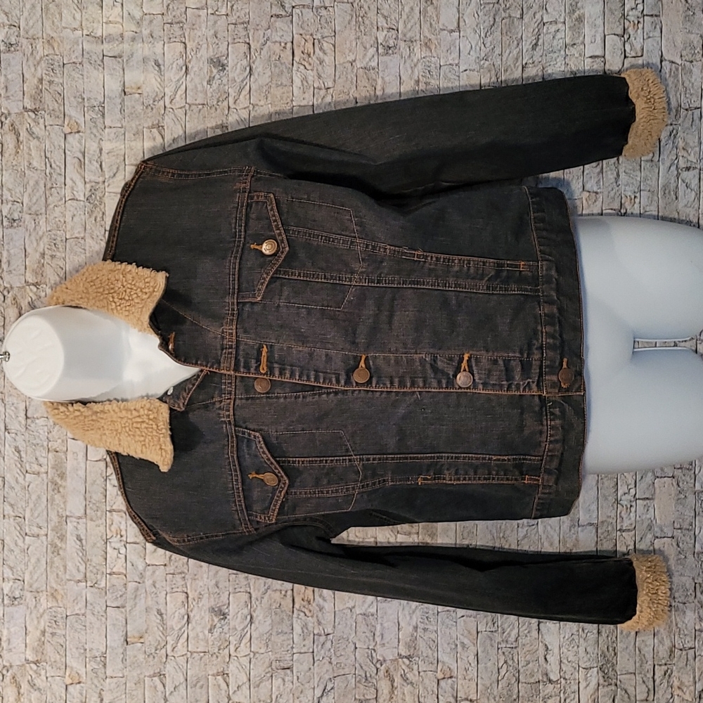 No Boundaries Black Denim Blue Jean Jacket